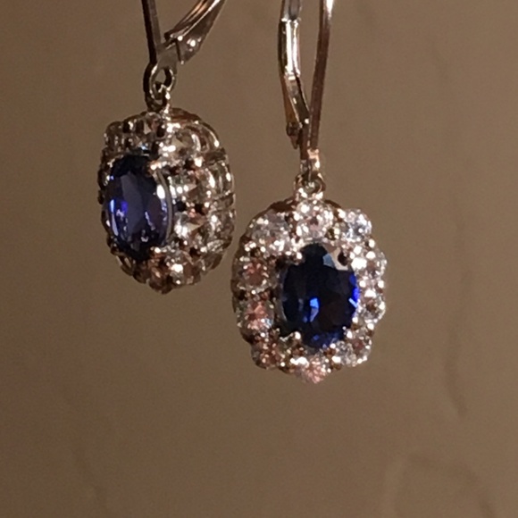 Kay Jewelers Jewelry Blue White Sapphire Earrings In Sterling 925